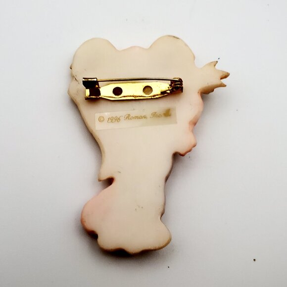 Vintage 1996 ROMAN INC Resin Angel Brooch Holding Dove | Seraphim Classics - Picture 5 of 5
